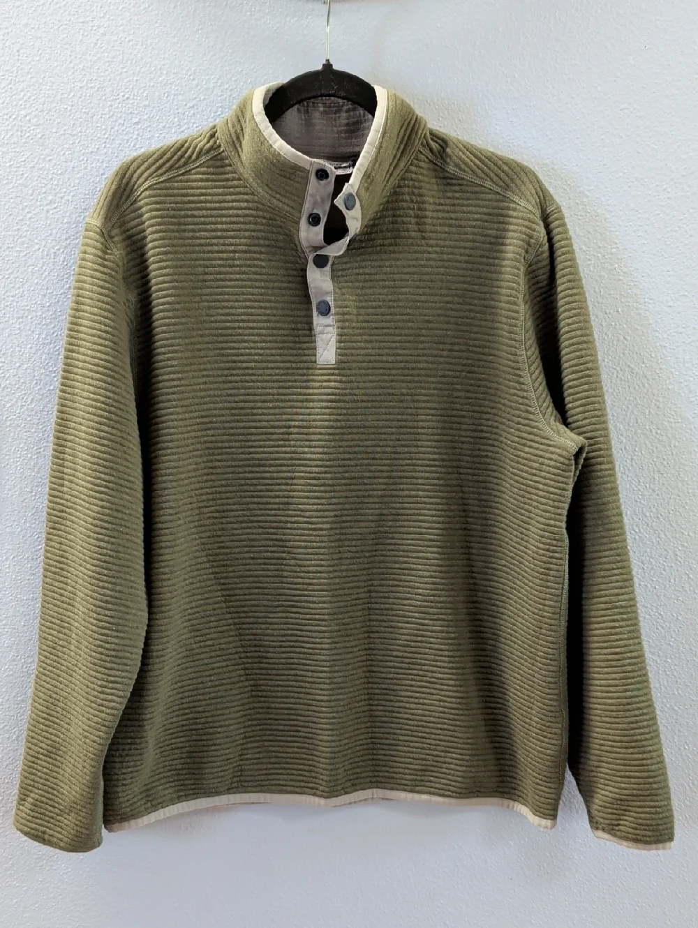Southern Tide Ruthland Olive Ribbed Quarter-Zip Sweater Contrast Trim Reversible